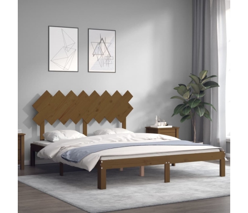 Estructura de cama con cabecero madera marrón miel 160x200 cm