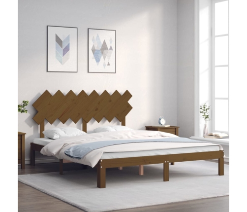 Estructura de cama con cabecero madera marrón miel 160x200 cm