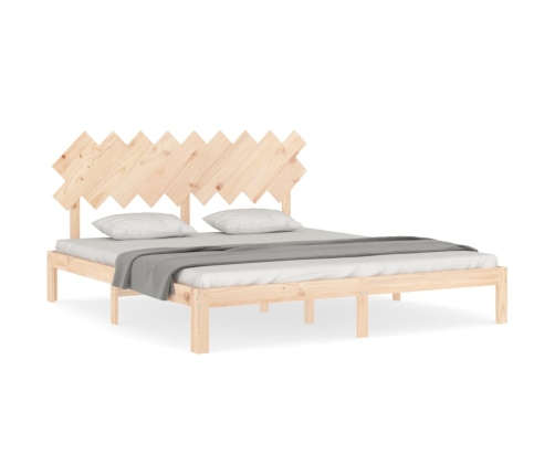 Estructura de cama de matrimonio con cabecero madera maciza