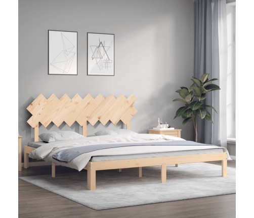 Estructura de cama de matrimonio con cabecero madera maciza