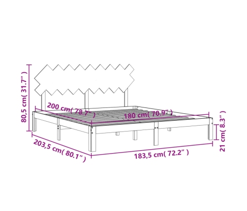 Estructura de cama de matrimonio con cabecero madera maciza