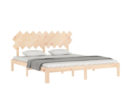 Estructura de cama de matrimonio con cabecero madera maciza