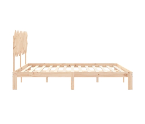 Estructura de cama de matrimonio con cabecero madera maciza