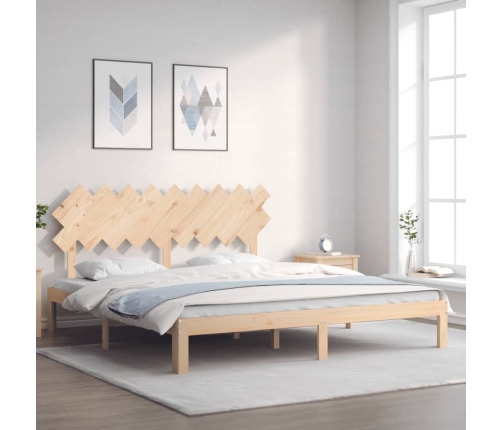 Estructura de cama de matrimonio con cabecero madera maciza