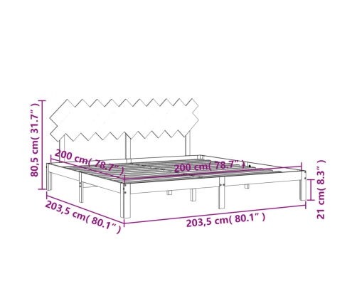 Estructura de cama sin colchón madera maciza de pino 200x200 cm