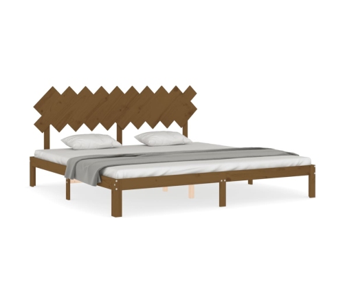 Estructura cama y cabecero madera maciza marrón miel 200x200 cm