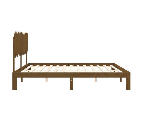 Estructura cama y cabecero madera maciza marrón miel 200x200 cm