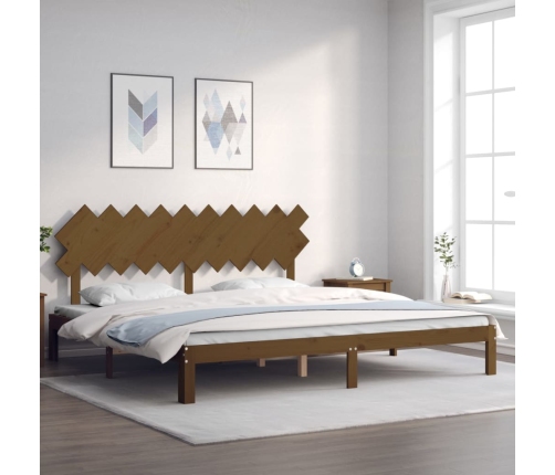 Estructura cama y cabecero madera maciza marrón miel 200x200 cm