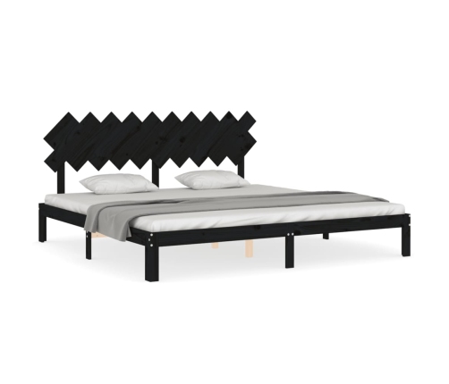 Estructura de cama con cabecero madera maciza negro 200x200 cm