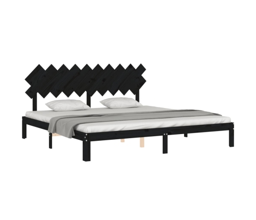 Estructura de cama con cabecero madera maciza negro 200x200 cm