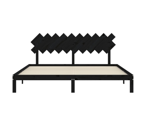 Estructura de cama con cabecero madera maciza negro 200x200 cm