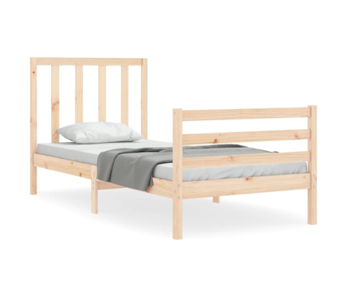 Estructura de cama individual con cabecero madera maciza