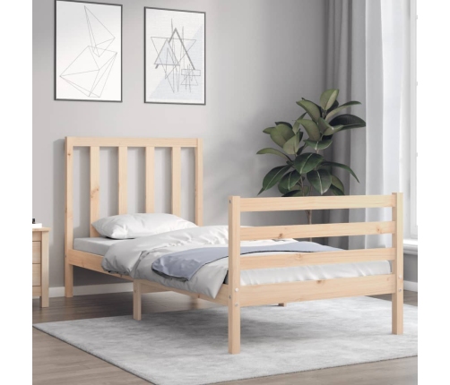 Estructura de cama individual con cabecero madera maciza