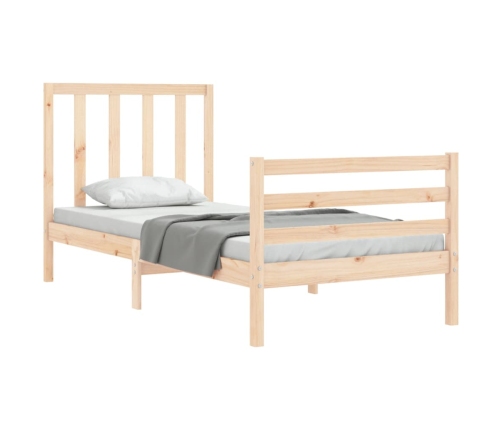 Estructura de cama individual con cabecero madera maciza