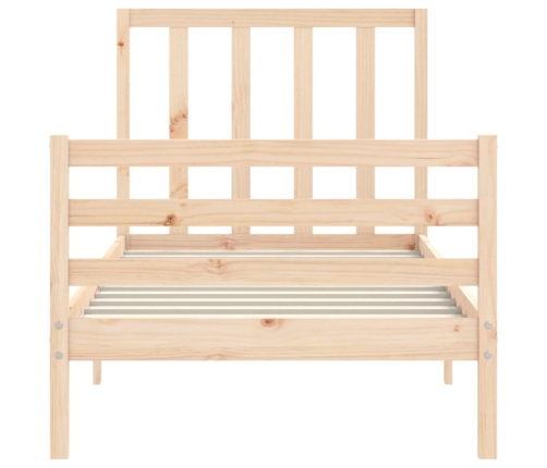 Estructura de cama individual con cabecero madera maciza