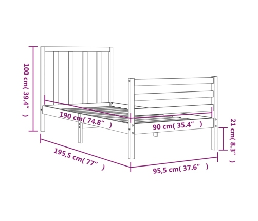 Estructura de cama con cabecero madera maciza