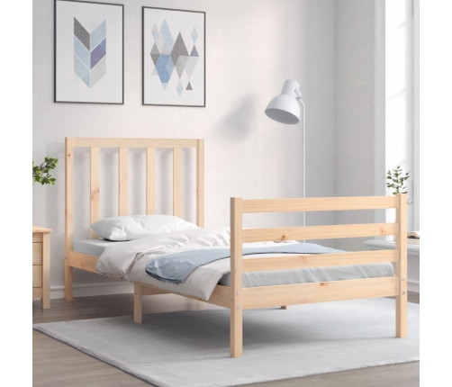 Estructura de cama con cabecero madera maciza