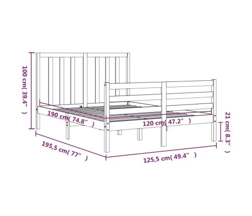 Estructura de cama matrimonio con cabecero madera marrón miel