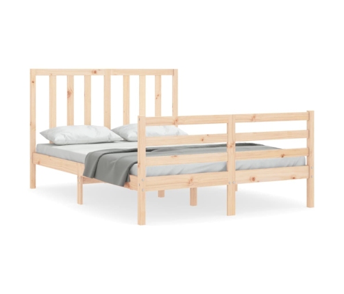 Estructura de cama de matrimonio con cabecero madera maciza