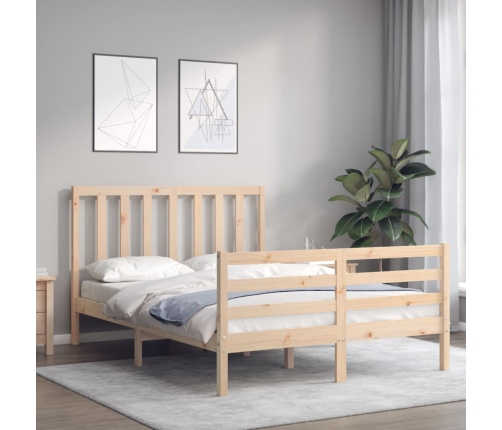 Estructura de cama de matrimonio con cabecero madera maciza