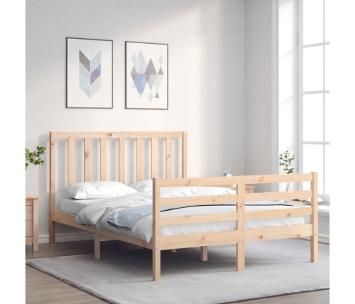 Estructura de cama de matrimonio con cabecero madera maciza