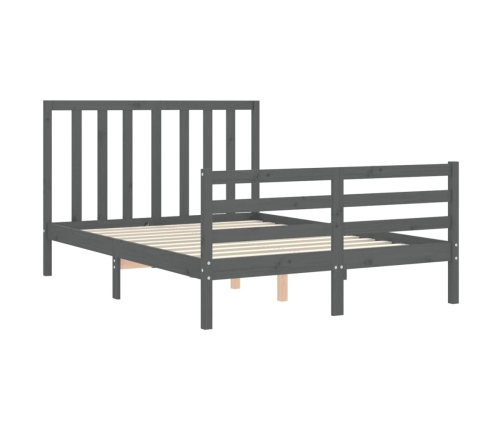 Estructura cama de matrimonio con cabecero madera maciza gris