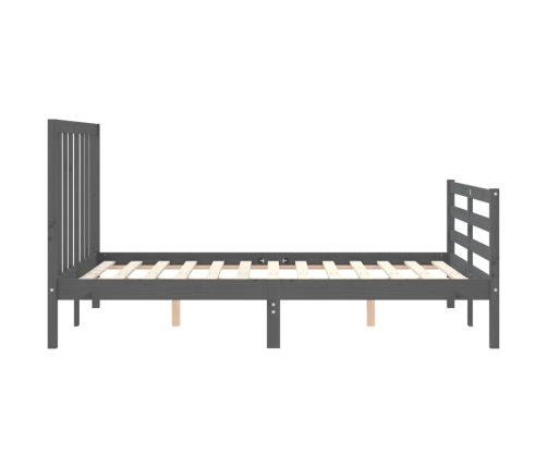 Estructura cama de matrimonio con cabecero madera maciza gris