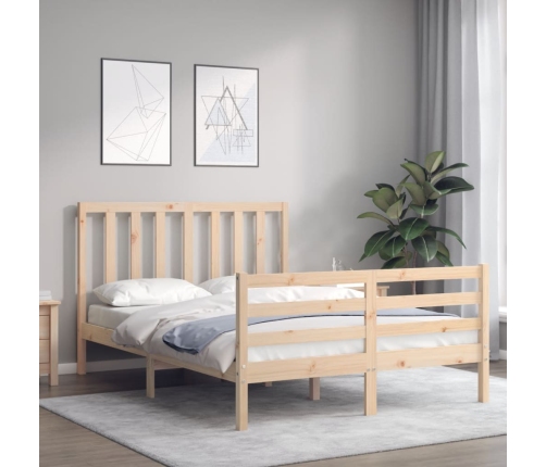 Estructura de cama sin colchón madera maciza de pino 140x190 cm