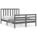 Estructura de cama con cabecero madera maciza gris 140x190 cm