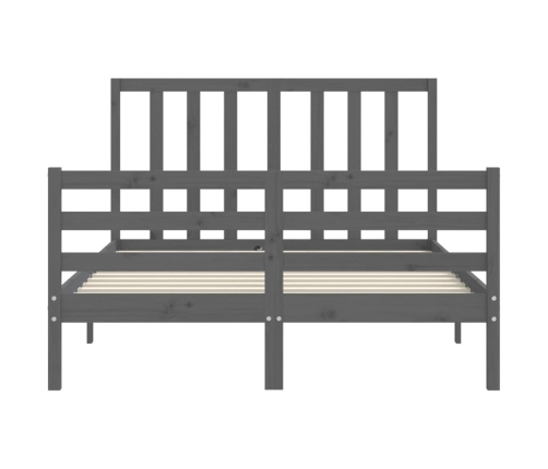 Estructura de cama con cabecero madera maciza gris 140x190 cm