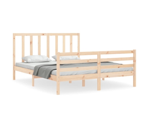 Estructura de cama de matrimonio con cabecero madera maciza