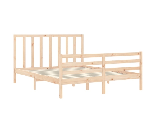 Estructura de cama de matrimonio con cabecero madera maciza