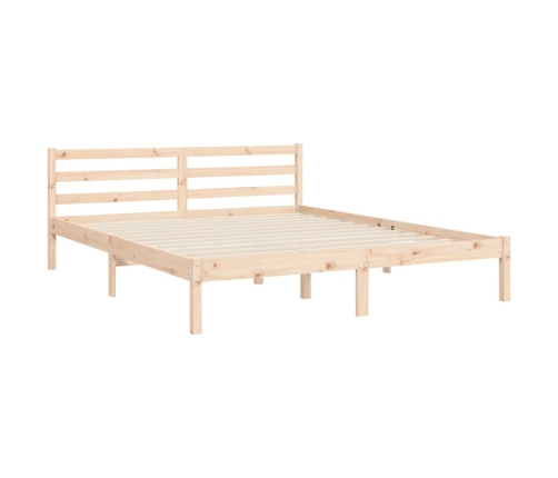 Estructura de cama de matrimonio con cabecero madera maciza