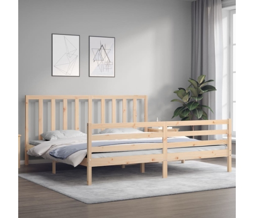 Estructura de cama de matrimonio con cabecero madera maciza