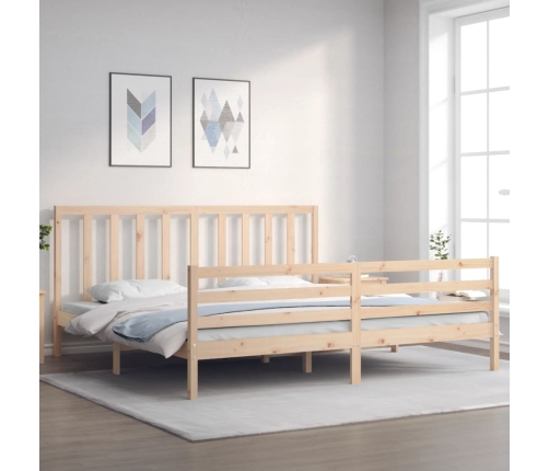 Estructura de cama de matrimonio con cabecero madera maciza