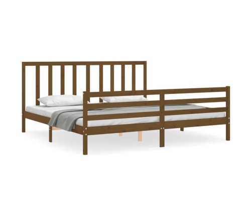 Estructura cama y cabecero madera maciza marrón miel 200x200 cm