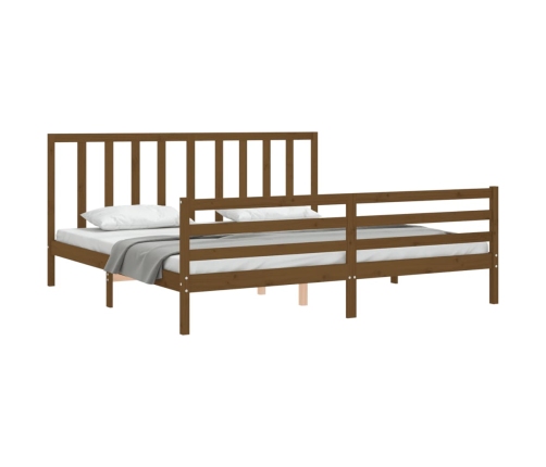 Estructura cama y cabecero madera maciza marrón miel 200x200 cm