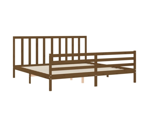 Estructura cama y cabecero madera maciza marrón miel 200x200 cm