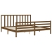 Estructura cama y cabecero madera maciza marrón miel 200x200 cm