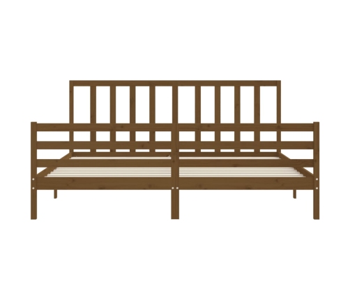 Estructura cama y cabecero madera maciza marrón miel 200x200 cm