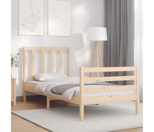 Estructura de cama con cabecero madera maciza