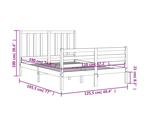 Estructura de cama matrimonio con cabecero madera marrón miel