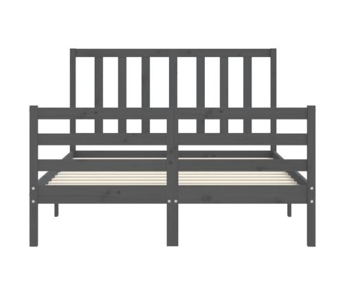 Estructura cama de matrimonio con cabecero madera maciza gris