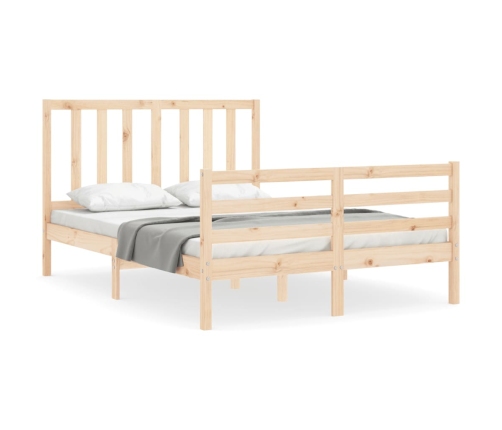 Estructura de cama sin colchón madera maciza de pino 140x190 cm