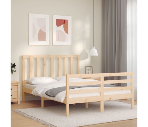 Estructura de cama sin colchón madera maciza de pino 140x190 cm