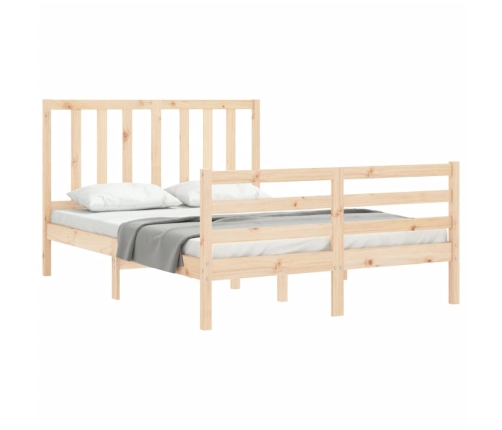 Estructura de cama sin colchón madera maciza de pino 140x190 cm