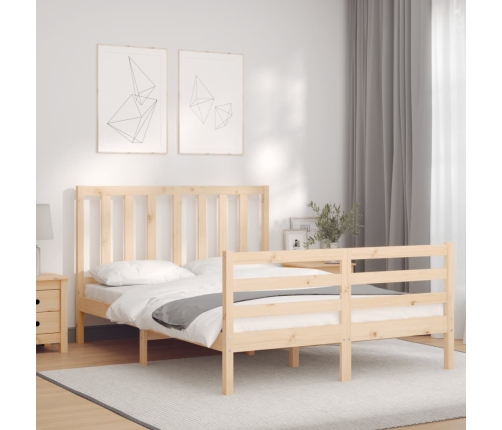 Estructura de cama sin colchón madera maciza de pino 140x190 cm