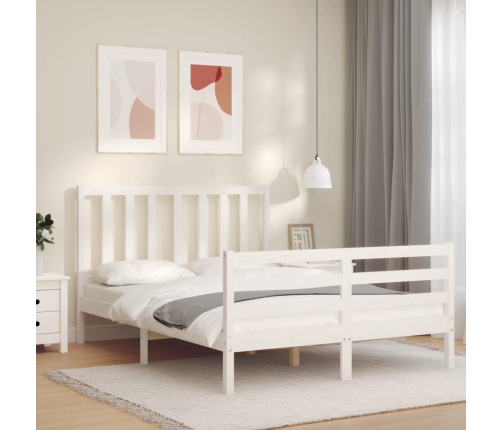 Estructura de cama sin colchón madera de pino blanca 140x190 cm