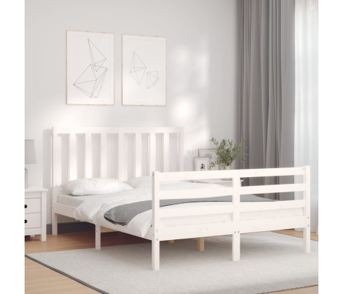 Estructura de cama sin colchón madera de pino blanca 140x190 cm