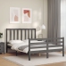 Estructura de cama con cabecero madera maciza gris 140x190 cm